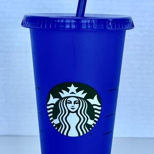 STARBUCKS Tumbler (Venti Cold cup 24oz) Lid + Straw Cobalt Blue Reusable
